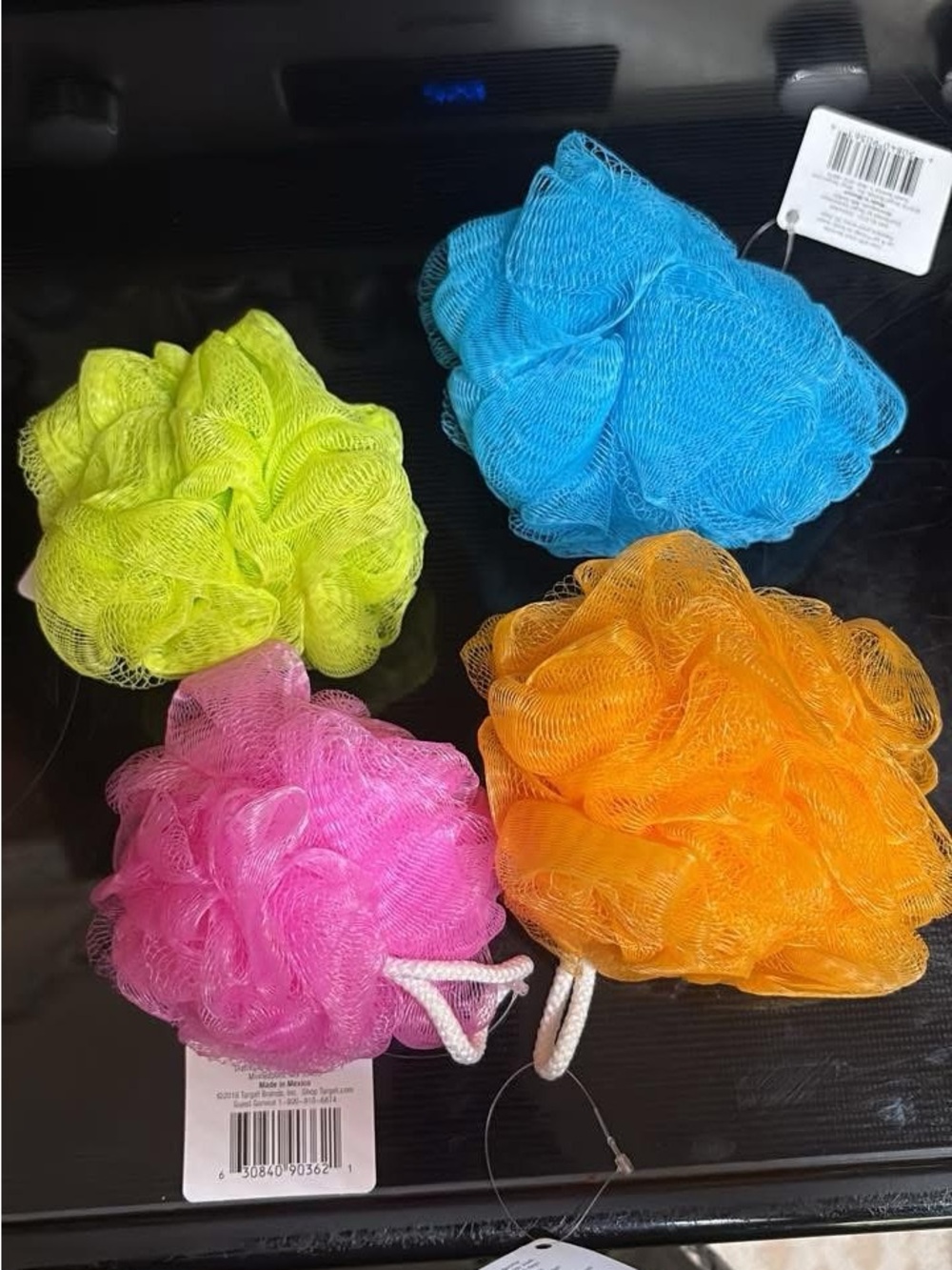 Bath Pouf Set - Multicolor Soft Mesh Sponges